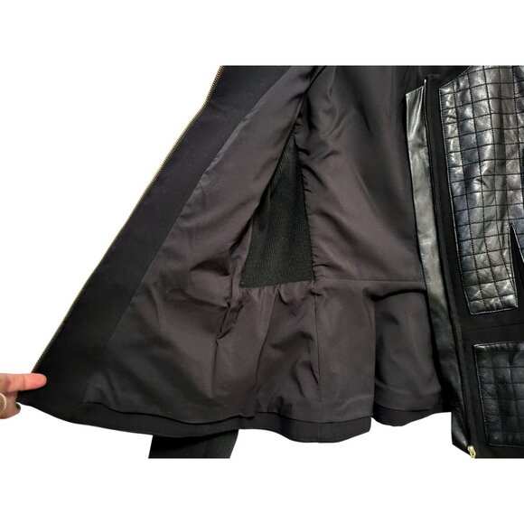 Rebecca Taylor Quilted Black Leather Panel Jacket - Picture 6 of 14